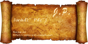 Jankó Pál névjegykártya
